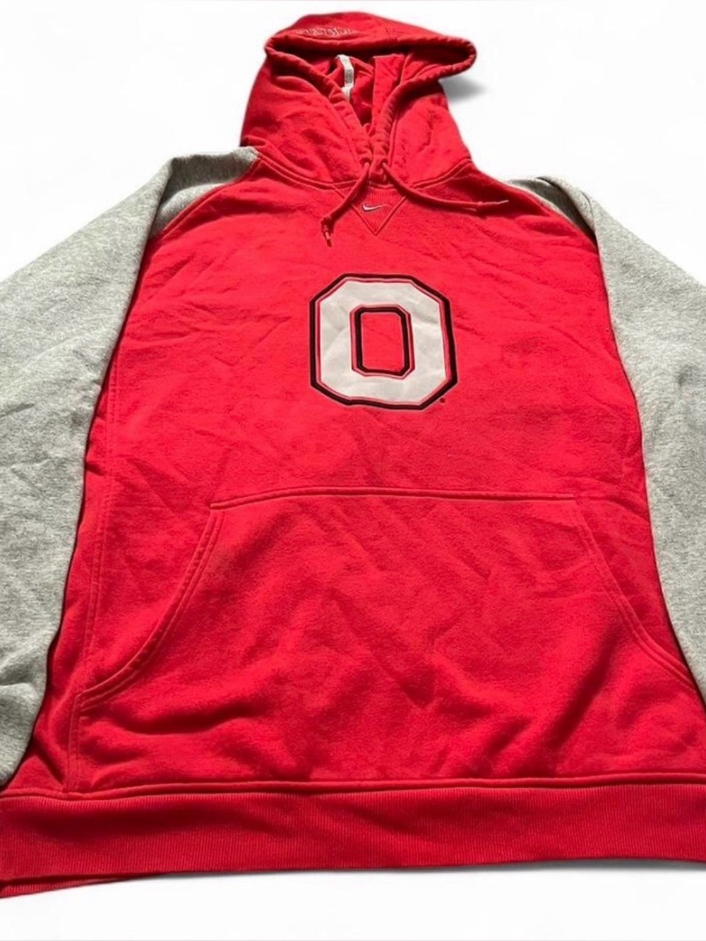 Mens Vintage Nike Ohio State Buckeyes Red/Gray Hoodie Size XL